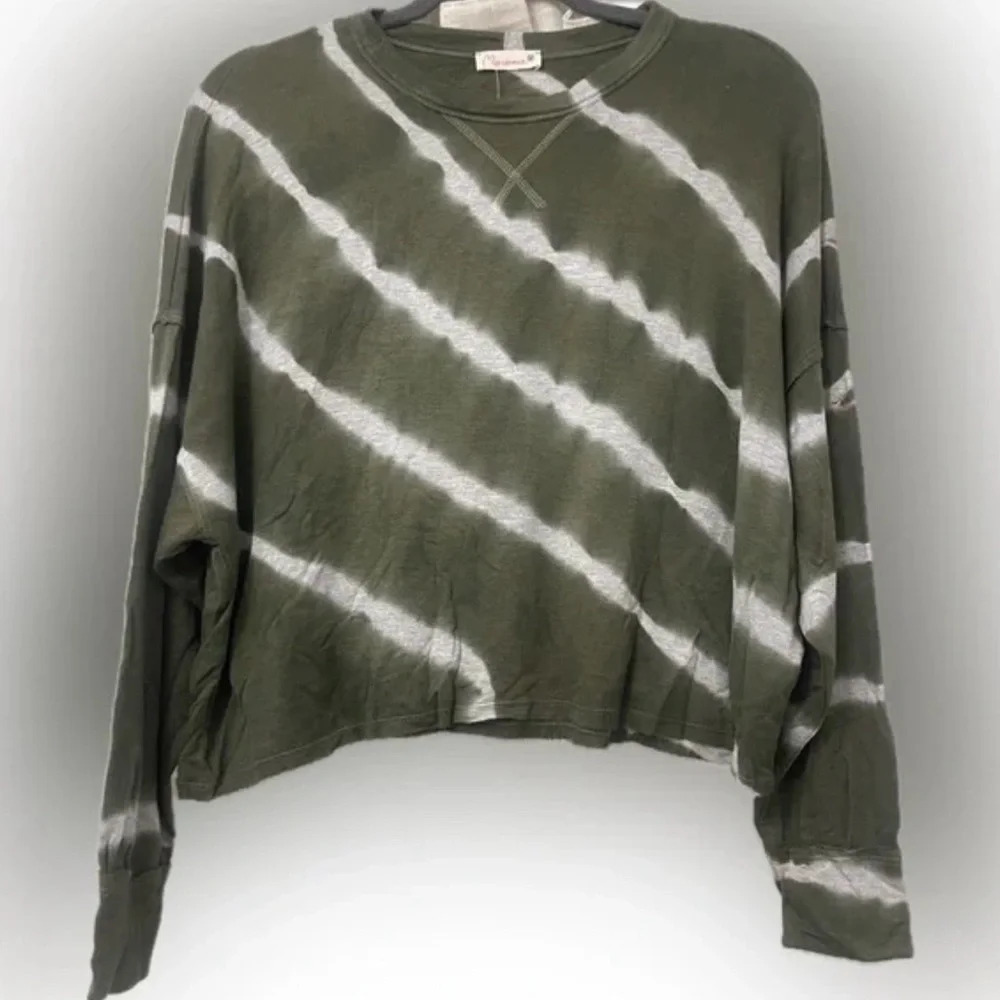Anthropologie Maronie Green Tie-Dye Pullover Crewneck Long Sleeve NWT Size S